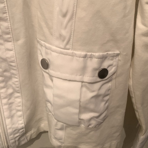 Stellar Pearl White Heavy Cotton Full Zip Utility Jacket from Alia SZ Large - Picture 7 of 12
